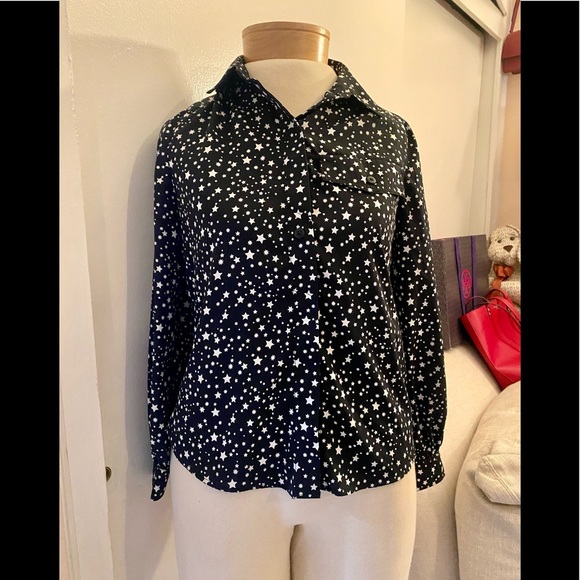 TOPSHOP beautiful blouse, with stars, size 2 petite - Picture 1 of 11